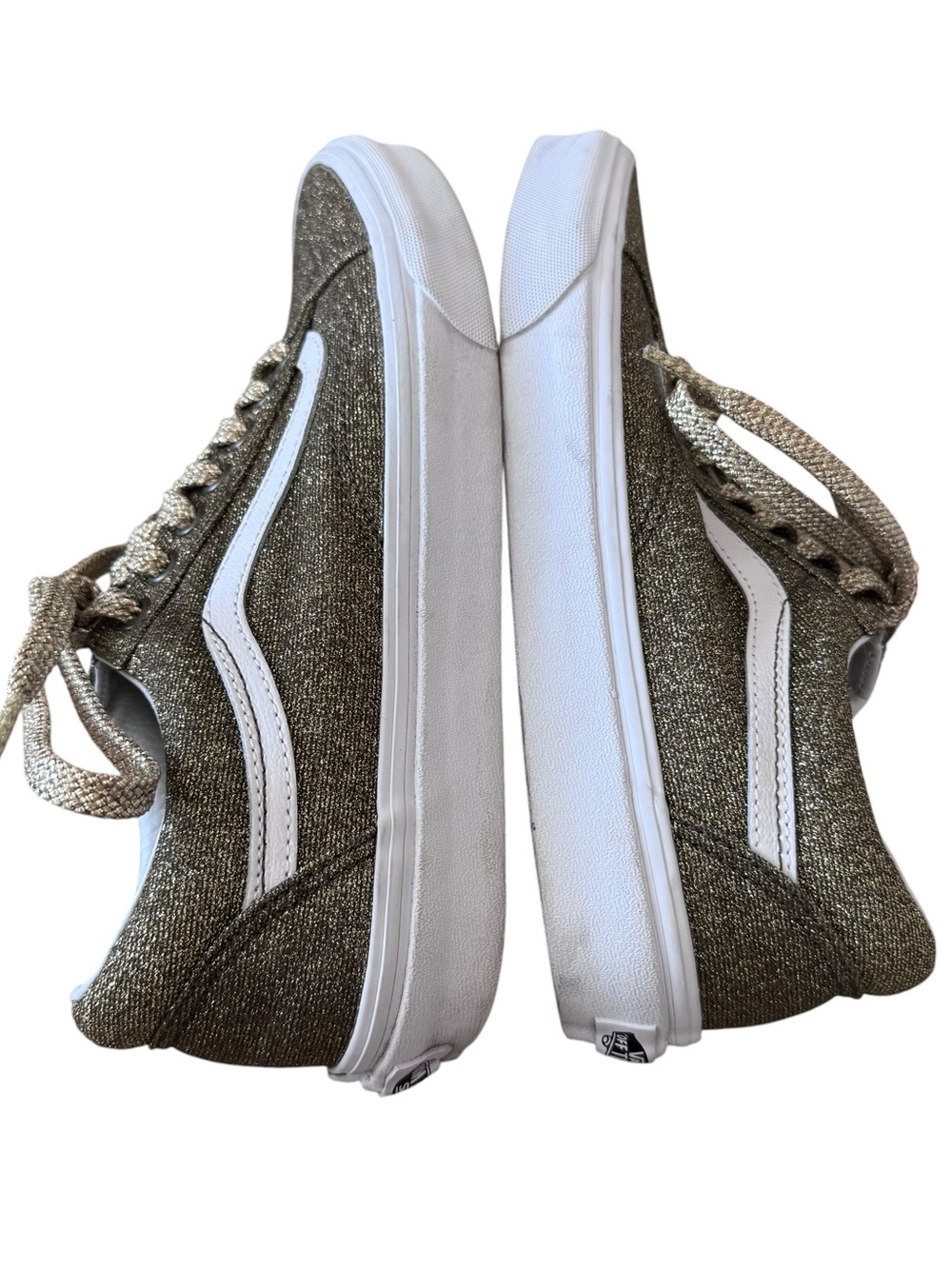 Vans Unisex Old Skool Lace-Up Sneakers in Gold Glitter Size 9 Mens 7.5 - Picture 4 of 10